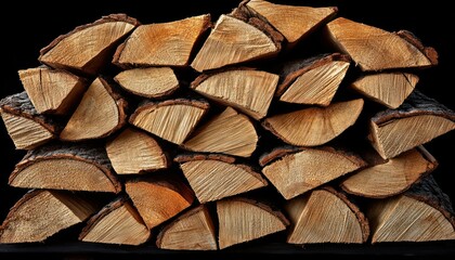 Fototapeta premium Stacked Firewood Logs in Natural Setting for Cozy Outdoor and Indoor Fireplaces
