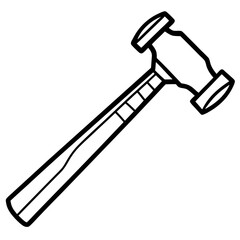 Line Art Hammer with Wooden Handle - Construction Vector Illustration, Cartoons, Clipart, Vector line art of a hammer with a wooden handle, perfect for construction and design