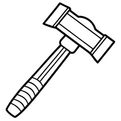 Line Art Hammer with Wooden Handle - Construction Vector Illustration, Cartoons, Clipart, Vector line art of a hammer with a wooden handle, perfect for construction and design