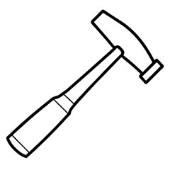 Line Art Hammer with Wooden Handle - Construction Vector Illustration, Cartoons, Clipart, Vector line art of a hammer with a wooden handle, perfect for construction and design