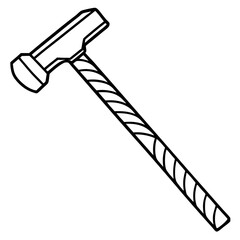 Line Art Hammer with Wooden Handle - Construction Vector Illustration, Cartoons, Clipart, Vector line art of a hammer with a wooden handle, perfect for construction and design