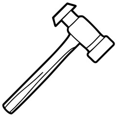 Line Art Hammer with Wooden Handle - Construction Vector Illustration, Cartoons, Clipart, Vector line art of a hammer with a wooden handle, perfect for construction and design