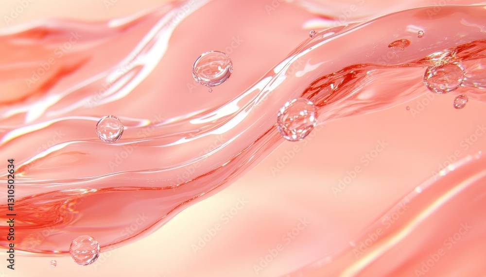 Poster abstract pink water background with bubbles in motion ideal for design and artistic projects