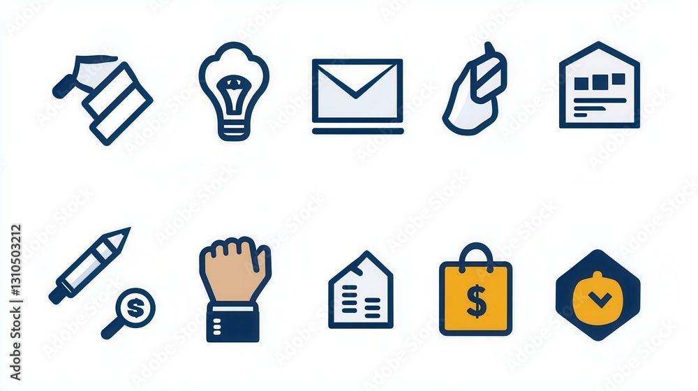 Poster minimalist collection of 15 linear icons focused on digital applications and interfaces this set of 