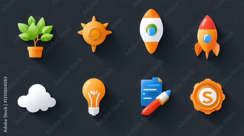 Poster minimalist and modern icon pack featuring a collection of linear geometric symbols and design elemen