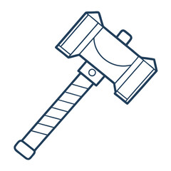 Minimalist Line Sketch of a Sledgehammer - Construction Vector Illustration, Clipart, Line Art, Minimalist sledgehammer line sketch for construction, repair, and industrial design.