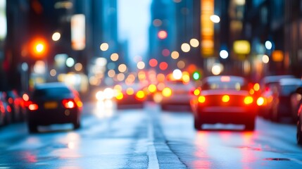 Blurred City Night Traffic Lights Abstract Background