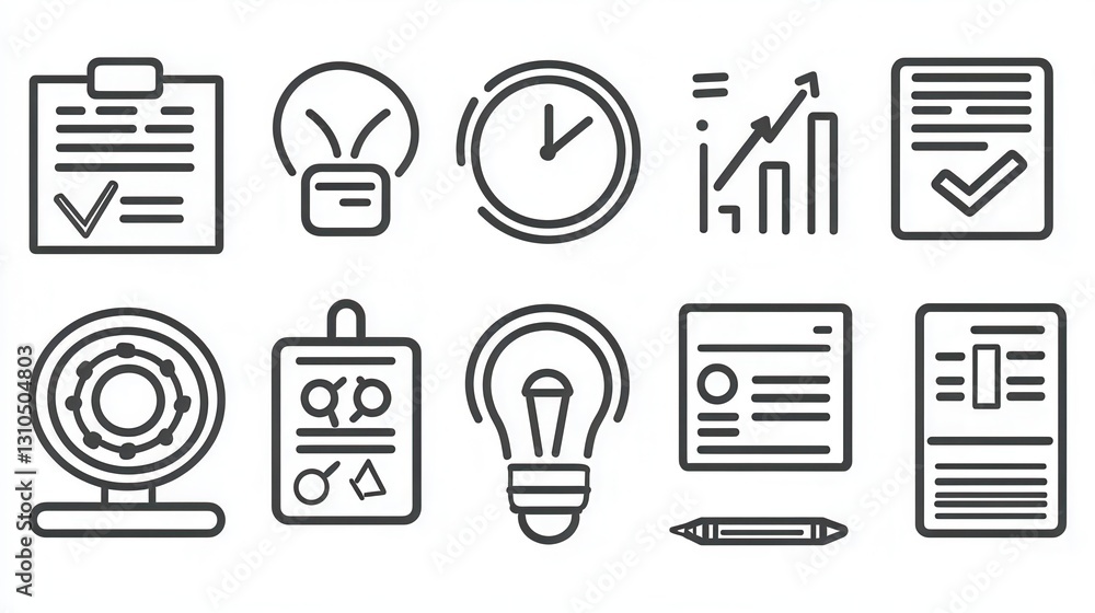 Poster this minimalist set of 15 outline icons provides a visual representation of various team related dat