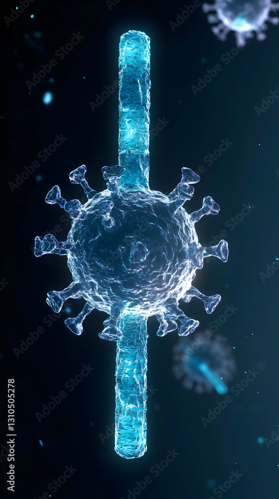Poster microscopic 3d render of virus structure