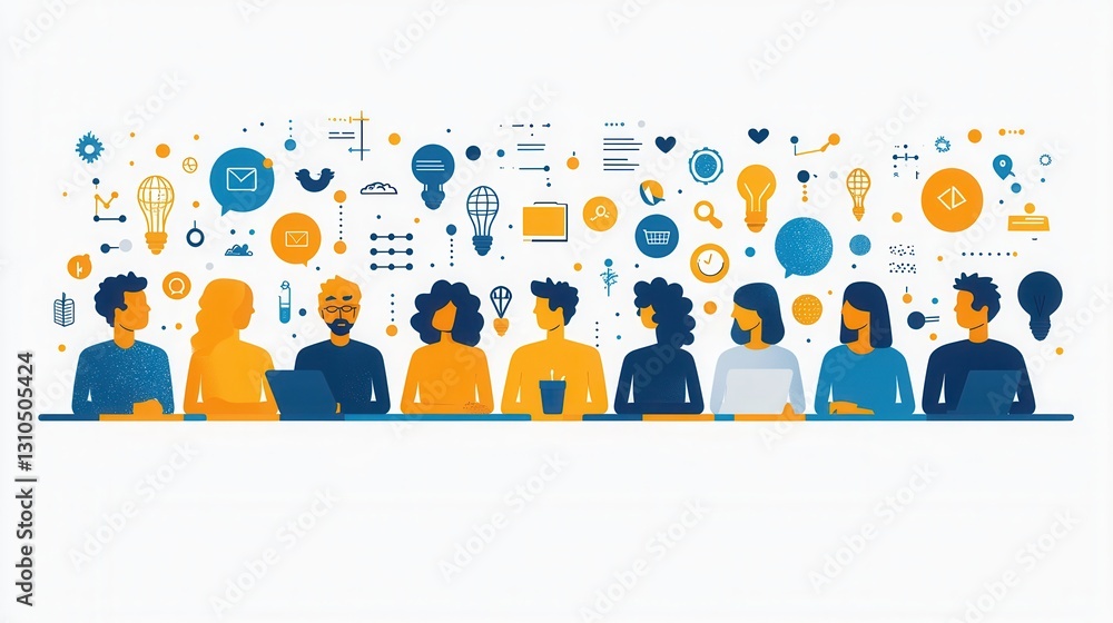 Aufkleber a modern and minimal set of outline icons representing a diverse collaborative embracing innovative 