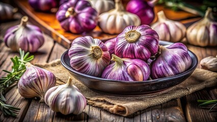 Fresh Garlic Bulbs & Cloves: Vibrant Purple-Tinged Skin, Culinary Use