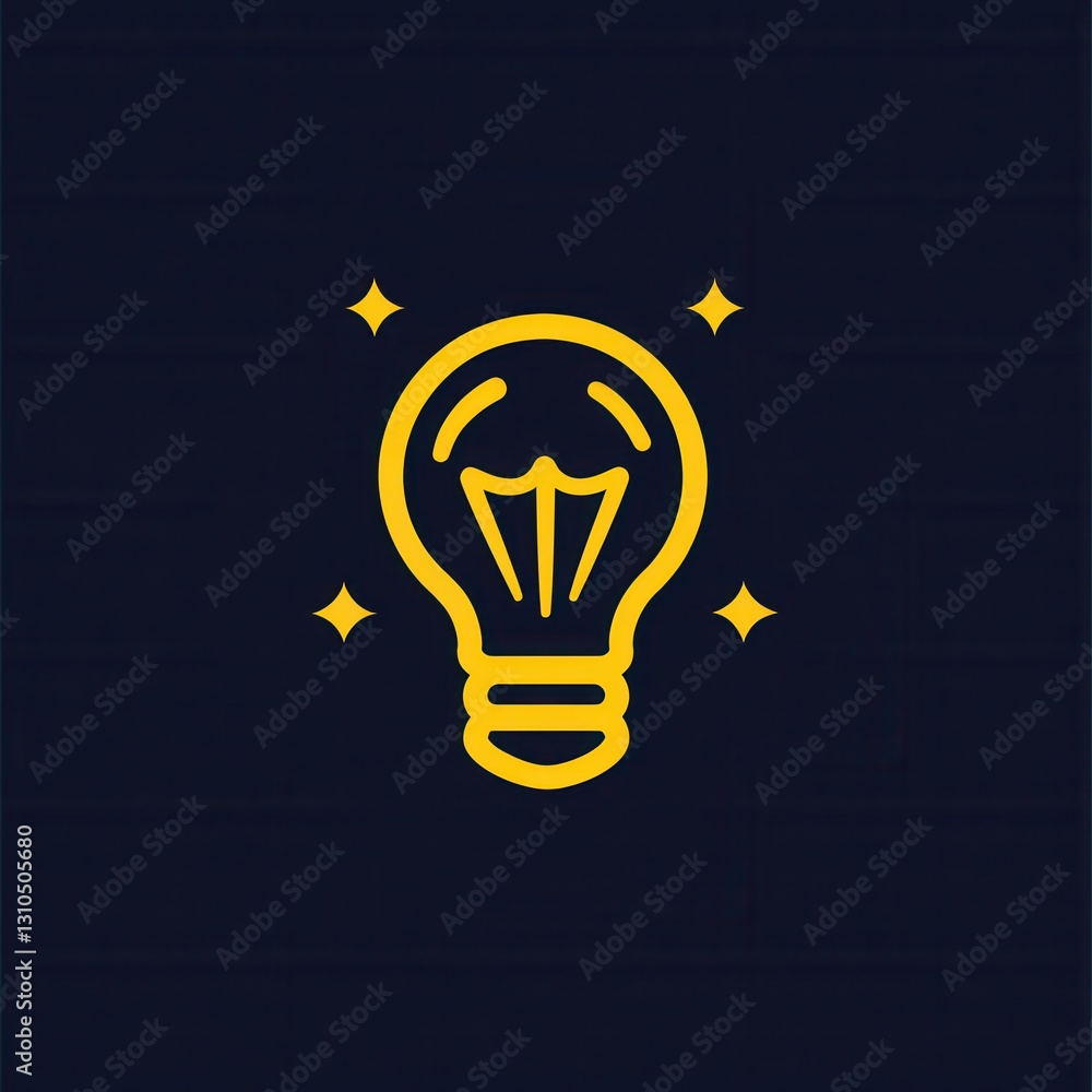 Aufkleber bright yellow glowing light bulb icon with minimalist design and clean style for modern applications