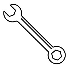  Open-End Wrench Line Art Construction White Background Vector Illustration, Cartoons, Clipart, and Design, A clean, modern vector illustration of an open-end wrench, perfect for construction-related 