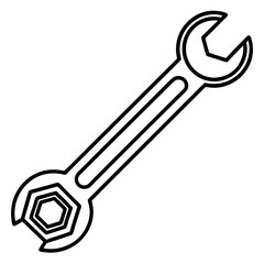  Open-End Wrench Line Art Construction White Background Vector Illustration, Cartoons, Clipart, and Design, A clean, modern vector illustration of an open-end wrench, perfect for construction-related 