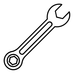  Open-End Wrench Line Art Construction White Background Vector Illustration, Cartoons, Clipart, and Design, A clean, modern vector illustration of an open-end wrench, perfect for construction-related 