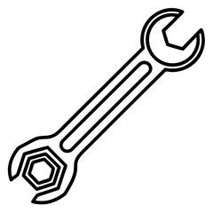  Open-End Wrench Line Art Construction White Background Vector Illustration, Cartoons, Clipart, and Design, A clean, modern vector illustration of an open-end wrench, perfect for construction-related 