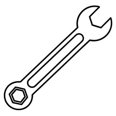  Open-End Wrench Line Art Construction White Background Vector Illustration, Cartoons, Clipart, and Design, A clean, modern vector illustration of an open-end wrench, perfect for construction-related 
