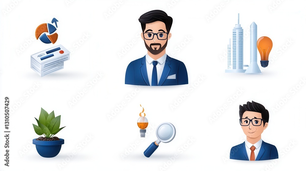 Aufkleber comprehensive set of productivity and efficiency focused icons representing various business and pro
