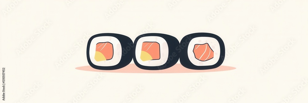 Poster Flat sushi roll icon designed for Japanese food branding with a clean and minimal style in soft pastel tones showcasing a modern culinary aesthetic