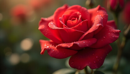 Delicate Red Rose Petals with Soft Light and Bokeh Effect
