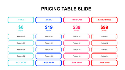 Pricing Table slide