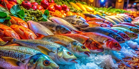 Fresh Seafood Night Market Bandar Abbas Iran - High-Resolution Stock Photo