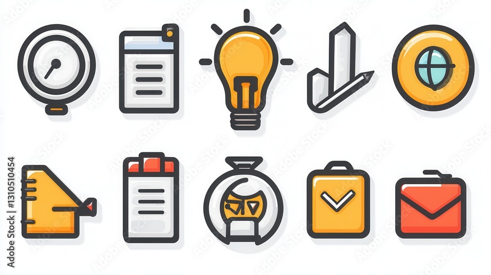 Poster set of 15 professional outline icons related to business devices and office management tools graphic