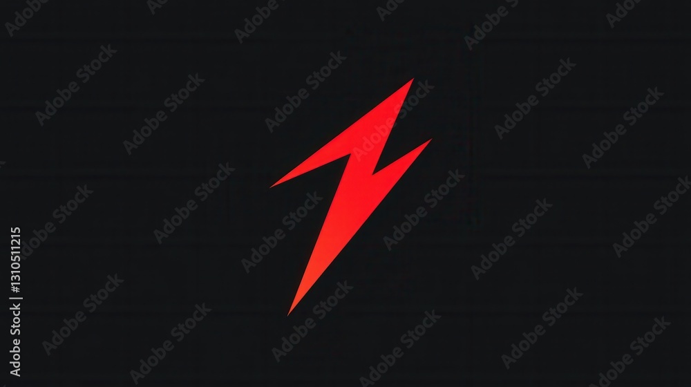 Poster bold red lightning bolt icon on black background with strong contrast creating a striking visual eff
