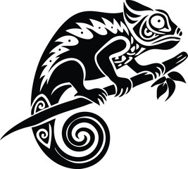 Tribal Chameleon Tattoo Design: Intricate Lizard Art