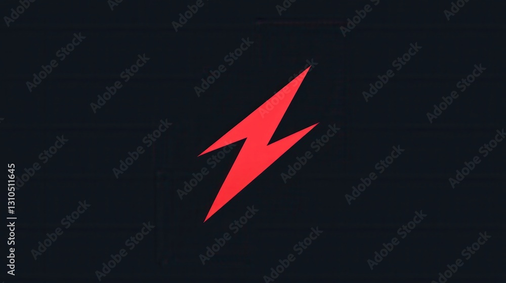 Poster bold contrast of a red lightning bolt against a black background creates a striking minimalist desig