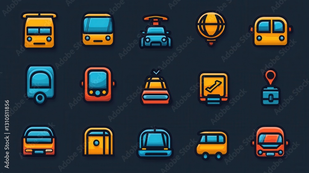 Poster comprehensive set of 15 travel and mobility themed outlined icons for digital interface and user exp