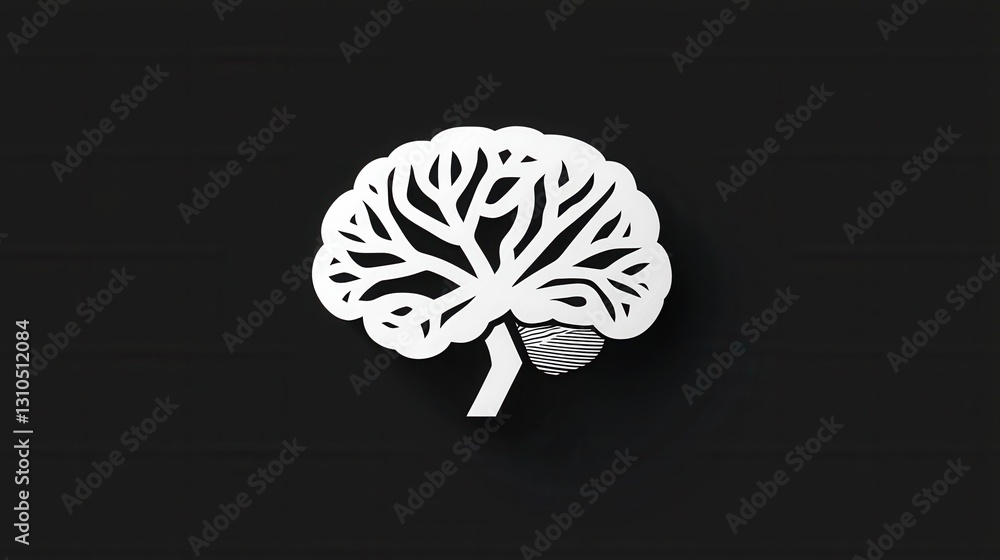 Poster intricate silhouette of a stylized human brain symbolizing the complex processes of intellect cognit