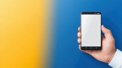 Minimalist Smartphone with Gradient Color Background Held in Human Hand for Digital Communication and Technology Concepts