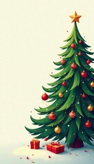 Simple vector card with a Christmas tree design, graphic, illustration, christmas