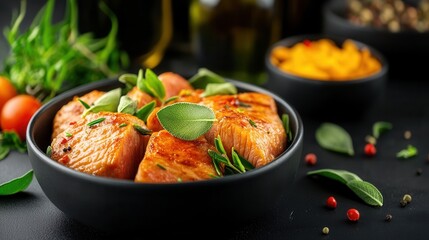 Bowl of wholesome food topped with fresh herbs offering a healthy and vibrant meal option ready to be enjoyed
