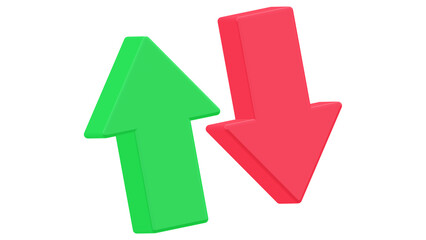3D Arrows Icon – Green Up & Red Down Symbol for Market Fluctuations