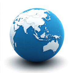 Fototapeta premium 3d icon of a blue globe with a clear white background,