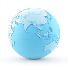 3d icon of the blue earth with a map of asia and the australian ocean,
