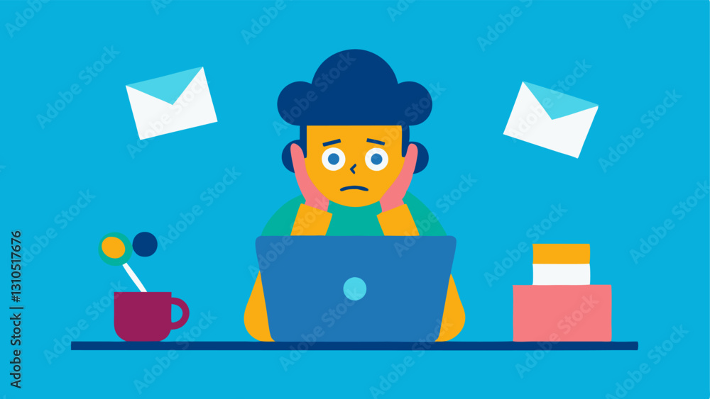Poster split focus a person at a desk trying to read a book take a call and respond to emails all at once w