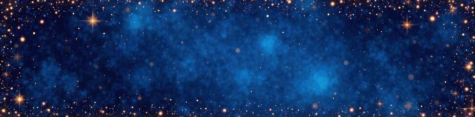 Sparkling glitter effect on a dark blue frame with a starry night background and constellation patterns, magic, glitter effect, cosmic