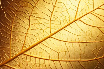 Obraz premium Golden Leaf Texture Closeup Detailed Macro Photography