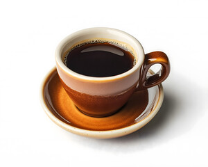 Obraz premium Freshly Brewed Coffee in a Classic Brown Cup on a White Background