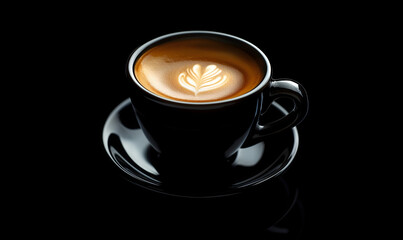 Fototapeta premium Elegant Black Coffee Cup on a Dark Background