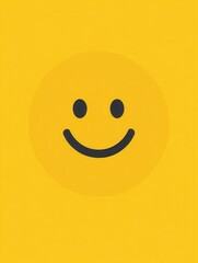 Bright yellow minimalist smiling face icon representing happiness and positivity in a flat design style suitable for various creative projects