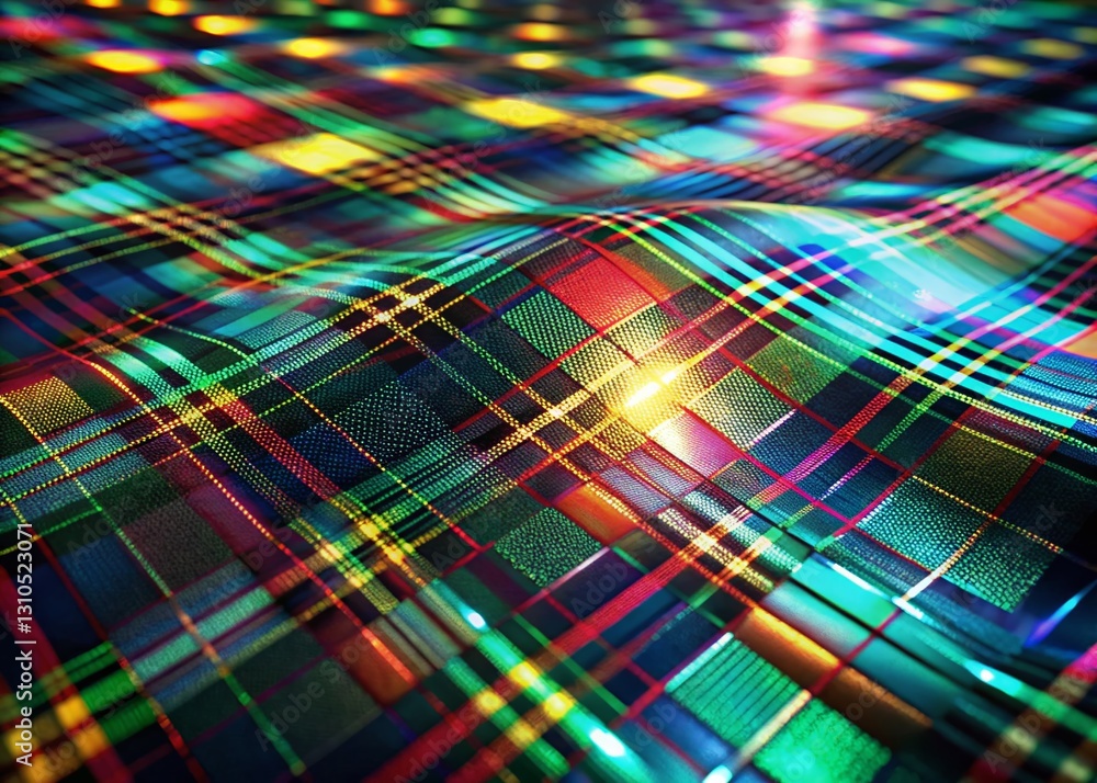Poster glossy surreal tartan pattern with bokeh background - abstract stock photo