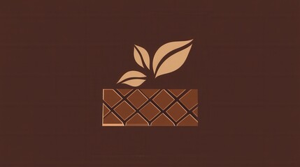 Clean and simple flat chocolate bar logo design featuring rich brown tones and stylized leaf accents