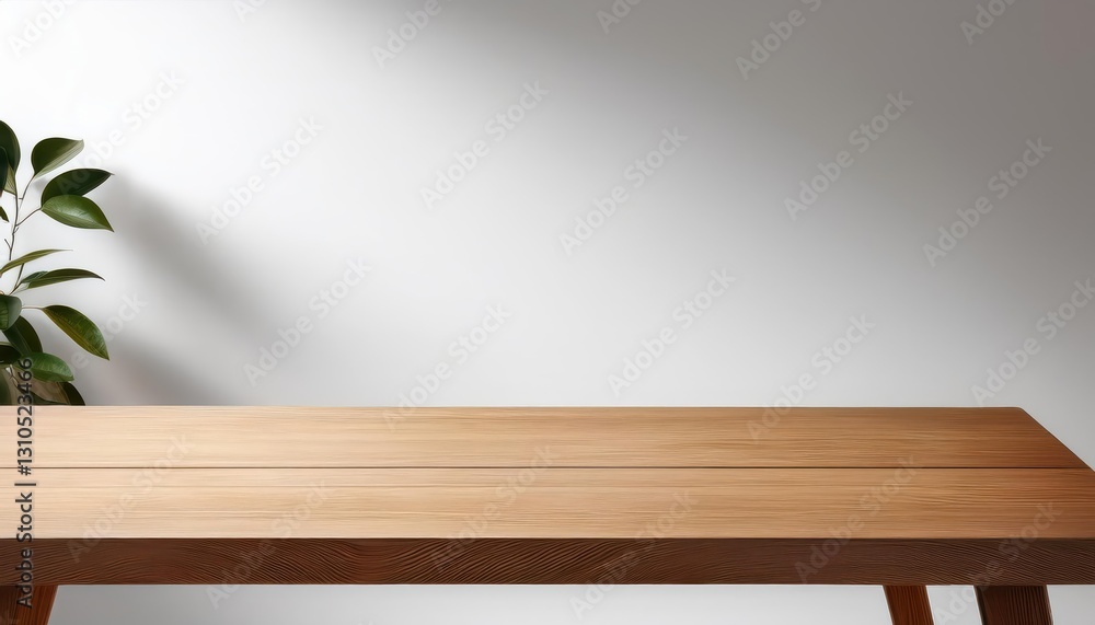 Aufkleber minimalistic rectangular wooden table mockup showcasing a clean design and natural finish set agains