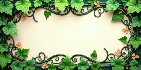 Whimsical ivy motif featuring interlocking filigree elements , ivy, leaf pattern, filigree