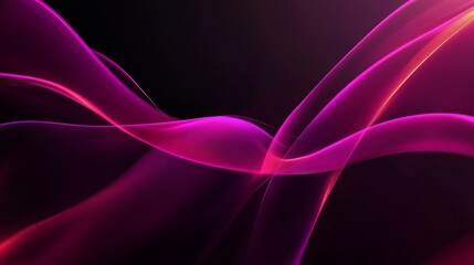 Abstract Pink And Purple Flowing Waves On Dark Background