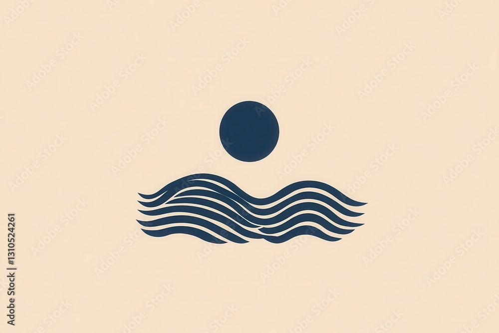 Leinwandbilder wavy blue line icon representing calmness with a simple abstract design on a neutral background